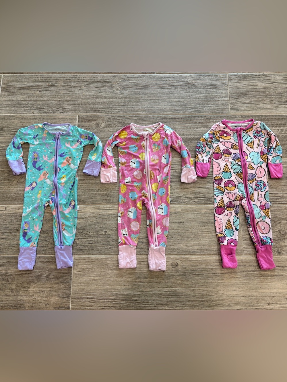 Little Sleepies Bambo Zippys 0-3 months Bundle of 3